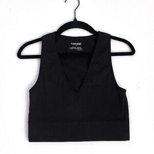Garage black cropped v neck
